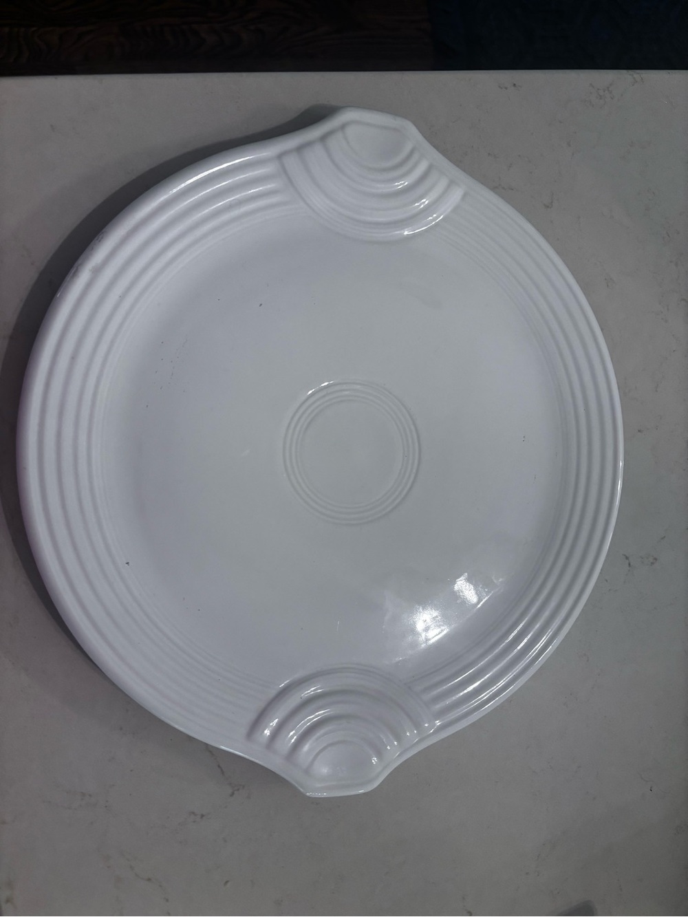 Homer Laughlin White Ribbed Ceramic Serving cake serving Platter